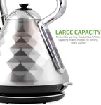 OVENTE Retro Electric Kettle, 1.7L Stainless Steel Tea Kettle, 1500W Fast Heating Hot Water Boiler with LED Indicator Light, Auto Shut-Off & Boil-Dry Protection, BPA-Free Teapot, Silver KS755BR