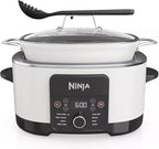 Ninja Foodi PossibleCooker PRO MC1000 8.5Qt Multicooker 8 in 1 Slow Cooker, Dutch Oven, Steam Bake Roast Sear Sauté Bread Maker Warmer, Glass Lid, Integrated Spoon, Nonstick (White)