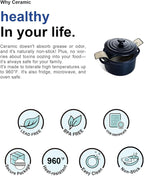 LE TAUCI 3 qt Ceramic Dutch Oven for Bread Baking with Silicone Sling- Lightweight, Non-Toxic, No Seasoning Needed- Oven, Microwave & Dishwasher Safe, Ideal for Home Bakers & Beginners, Midnight Blue