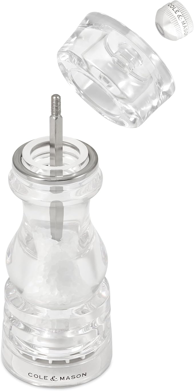 Cole & Mason London Refillable Spice Mill - Kitchen & Home Accessory - Table Salt Grinder - Salt Mill with Ceramic Mechanism - 7", Acrylic