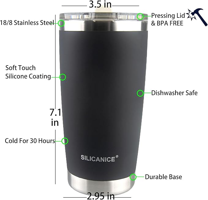 20 oz Stainless Steel Vacuum Insulated Tumbler with Lid And Straw,Durable Travel Iced Coffee Mugs Cups,Dishwasher Safe, Spill Proof,Grils Women men Friends Bottle,Easy Cleaning - Dark Gray