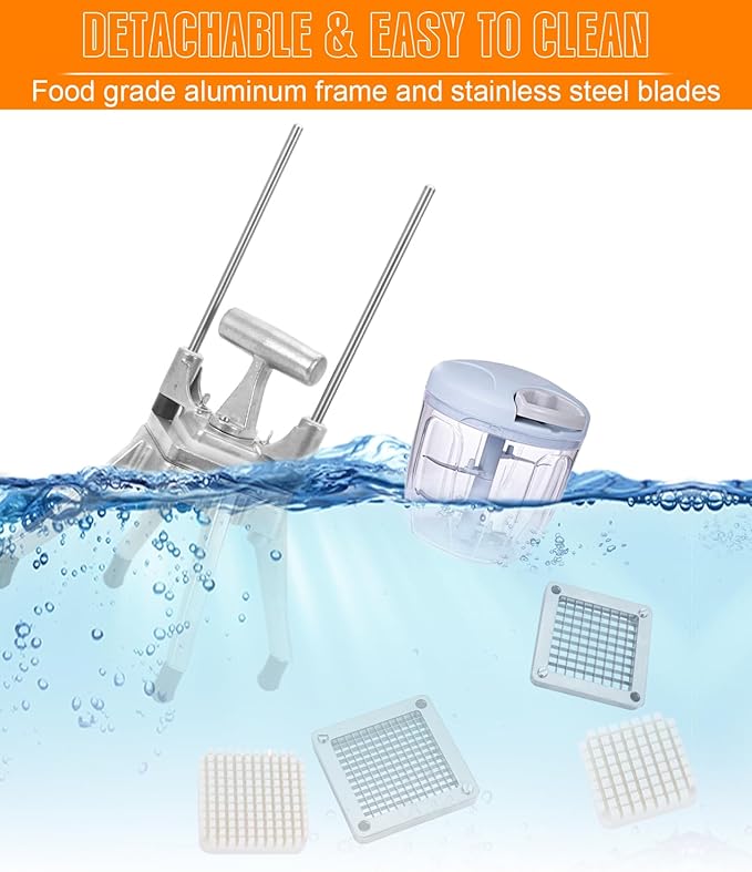 Commercial Vegetable Fruit Chopper 1/4″&3/8″ Blade Heavy Duty Professional Food Dicer Kattex French Fry Cutter Onion Slicer Stainless Steel for Tomato Peppers Potato Mushroom