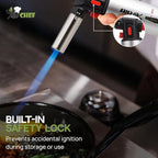 Jo Chef Kitchen Torch With Butane included, Refillable Butane Torch, Creme Brulee Torch, Blow Torch Lighter gun With Safety Lock & Adjustable Flame, 3 Cans (3.38oz) Included