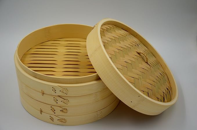 3-Piece Bamboo Steamer Set 10-Inch