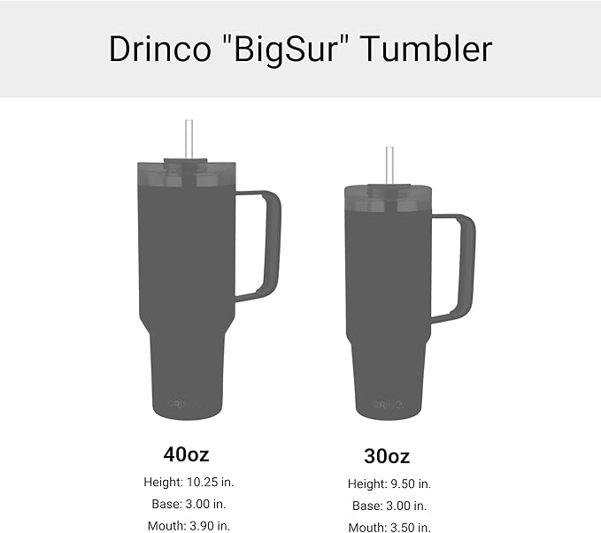 Drinco 40oz 30 oz Tumbler with Handle, Straw Lid, Insulated Stainless Steel Travel Mug Water Bottle Ice Coffee Cup For Cold and Hot, BigSur (30oz, Pumpkin)