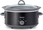 Kenmore 5 Quart Slow Cooker - Mini Crock Pot With Glass Lid, Stainless Steel Electric Cookers, Warm Rice & Sous Vide Stew, Soup, Lunch, Dishwaher Safe Non-Stick Ceramic Insert, 5 lb Chicken 3 lb Roast