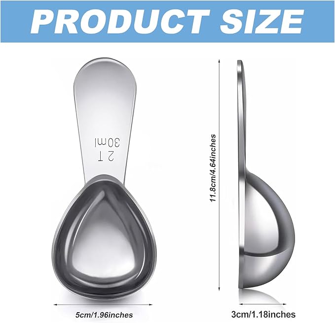 1 Pcs Coffee Scoop, 2 Tablespoon Measuring Spoon for Ground Coffee, Durable Stainless Steel, Easy to Use and Clean(Sliver）, Send Goods from Local Warehouse