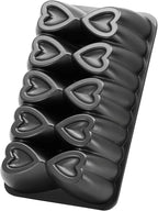 Heart Shape Aluminum Cake Pan, Titanium Coating, Non-Stick, 10 Cups, Heavy Duty, Gifts for Mom, 10 Inch Baking Mold, Cast Aluminum Fluted Tube Pan, Easy to Clean (Baton Black)