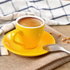 Porcelain Espresso Cup with Saucer And Stainless Steel mini Spoons, Espresso shot Cup, 80ml/2.7Oz, Pack of 2, Yellow