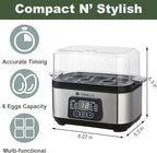 Electric Rapid Egg Cooker, 6 Egg Capacity for Hard Boiled Eggs, Poached Eggs, Scrambled Eggs, or Omelets Maker with Auto Shut Off