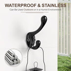 Coat Hooks, 16 Pack Black Metal Heavy Duty Screw-in Wall Hooks for Closet, Backpack, Bag, Clothes - Mounted Door Hooks for Classroom, Cubby Organization