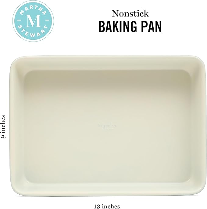 Martha Stewart Gallen 13 x 9 Inch Rectangular Nonstick Carbon Steel Cake/Baking Pan- Teal