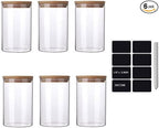 Glass Jars with Bamboo Lids 22OZ [Set of 6], Glass Canisters with Airtight Lids, Glass Food Storage Containers for Coffee, Sugar,Tea, Candies, Cookies,Best for Kitchen & Pantry