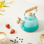 ROCKURWOK Tea Kettle, Tea Pot with Cool Touch Ergonomic Handle, Teapot Food Grade Stainless Steel, Tea Kettle Stovetop, Kettle Teapot, Whistling Tea Kettle, Small Tea Pot, 1.6 Quart (Green)