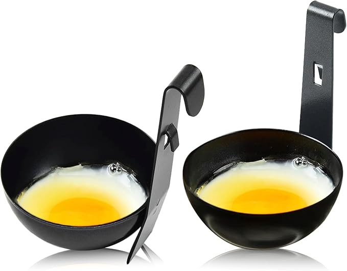 2 Pcs Egg Poacher Stainless Steel poached egg cooker,Hangable poached egg cups for Easy Cooking,poached egg pan for Making Soft Boiled Eggs