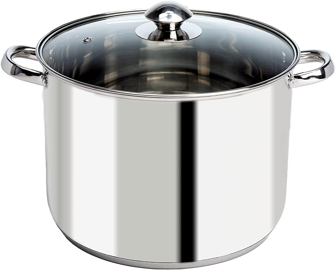 Ecolution Stainless Steel Stock Pot, Encapsulated Induction Ready Cooking Pot with Glass Lid, Oven Safe, Dishwasher Safe Soup Pot, 8-Quart