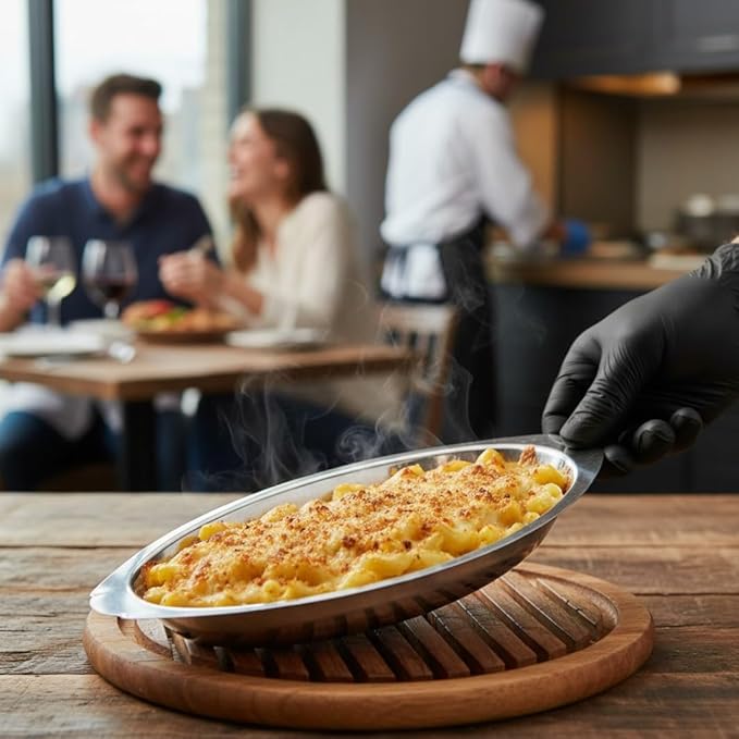 TrueCraftware- 8 oz Stainless Steel Oval Au Gratin Dish 0.63mm Thickness Set of 6 - Casserole Dish Banana Split Bowls Single Serving Casserole Dishes Small Individual Gratin Dish Serving Dish Pan