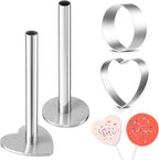 2 Pack Stainless Steel Cake Pop Mold Set, Circle and Heart Cake Pop Cutter and Pusher, Baking Cakepop Supplies Accessories Tools for Home Baking Desserts