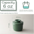 DOWAN Porcelain Butter Crock, Butter Keeper with Water Line, French Butter Dish for Soft Fresh Butter, Butter Container with Lid, No More Hard Butter, Green