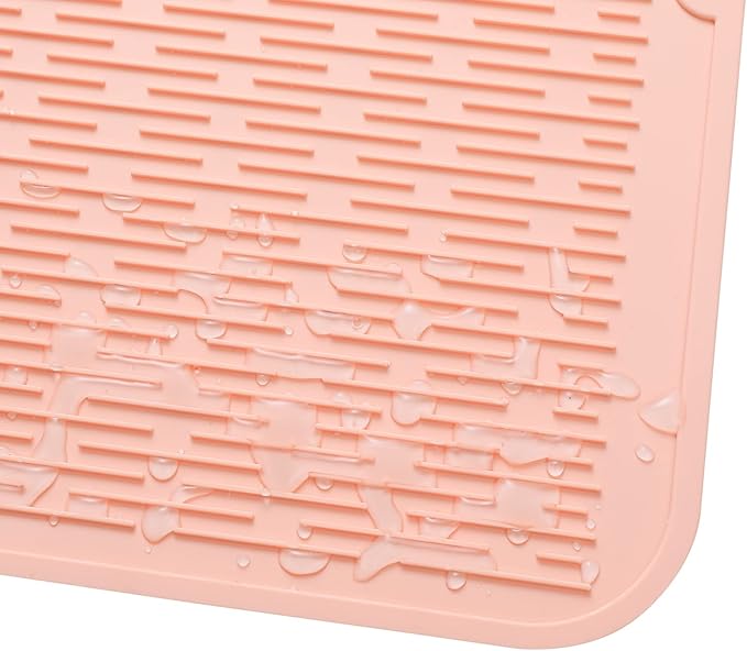 Silicone Dish Drying Mat for Multiple Usage,Easy clean,Eco-friendly,Heat-resistant Silicone Mat for Kitchen Counter or Sink,Refrigerator or Drawer Liner Pink 3XL 28 inches x 18 inches