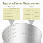 2PCS 1Cup (240ml, 8oz) Single Measuring Cup, Etched Inner Scale Stainless Steel Measure Scoop, Metric and US Measurement, Dishwasher Safe