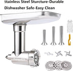 Stainless Steel Food Grinder Attachment for KitchenAid Mixers, Dishwasher Safe Meat Processor Aceesory Included 3 Sausage Stuffer Tubes