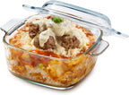 NUTRIUPS 1L Glass Square Casserole Dish with Lid, Mini Glass Casserole Cookware