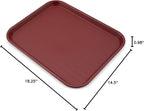 Carlisle FoodService Products Fast Food Cafeteria Tray 14" x 18", Durable Polypropylene with Slip-Resistant Surface, Stackable for Cafes and Schools, BPA-Free, Burgundy (Pack of 12)