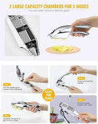 3-in-1 Stainless Steel Garlic Press & Peeler Machine - Professional Garlic Mincer, Crusher, and Chopper with Silicone Peeler & Brush - Essential Kitchen Gadget for Perfectly Minced Garlic