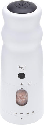WHITE RAIN Salt Mill with LED Lights & Adjustable Coarseness, Aluminum Rechargeable Salt Grinder Refillable Heavy Duty Electric Himalayan Pink Salt Grinder, Kitchen Gadgets