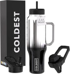 Coldest Tumbler with Handle and Straw - 100% Spill Proof Tumbler with Straw (3 Lids) - Stainless Steel Insulated Leakproof Tumblers for Women & Men - Cup Holder Friendly - 46 oz (Darkness Nova)