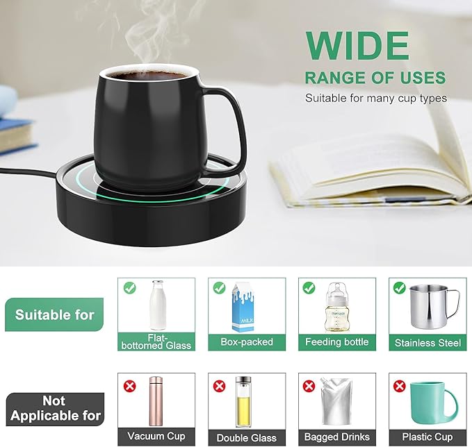 Coffee Mug Warmer with Automatic Gravity Switch,Electric Beverage Warmers for Office Home Desk Use, Smart Cup Warmer Thermostat Coaster Apply to Hot Coffee,Tea Espresso Milk Candle Wax On/Off