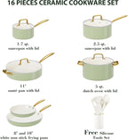 Pots and Pans Set Non Stick - VONIKI Ceramic Cookware Set with Cooking Utensils Set, Non Toxic Kitchen Cookware Sets Dutch Oven Pot with Lid Saucepan Set Sauté Pan Frying Pan Set for Cooking Gifts