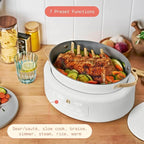 Beautiful 10-in-1 6-Quart Electric Multi-Cooker with Ceramic Coated Pot, Oven Safe to 400°F, Easy Cleanup & Multi-Function Cooking, by Drew Barrymore (White Icing)