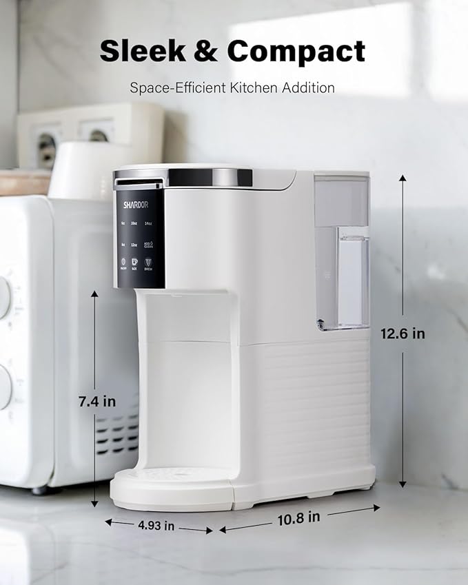 SHARDOR 3 in 1 K Cup Coffee Maker, Single Serve Coffee Maker for K Cup Pods & Ground Coffee & Teas, 6 to 14oz Brew Sizes, 40oz Detachable Water Reservoir, Compact Design, White