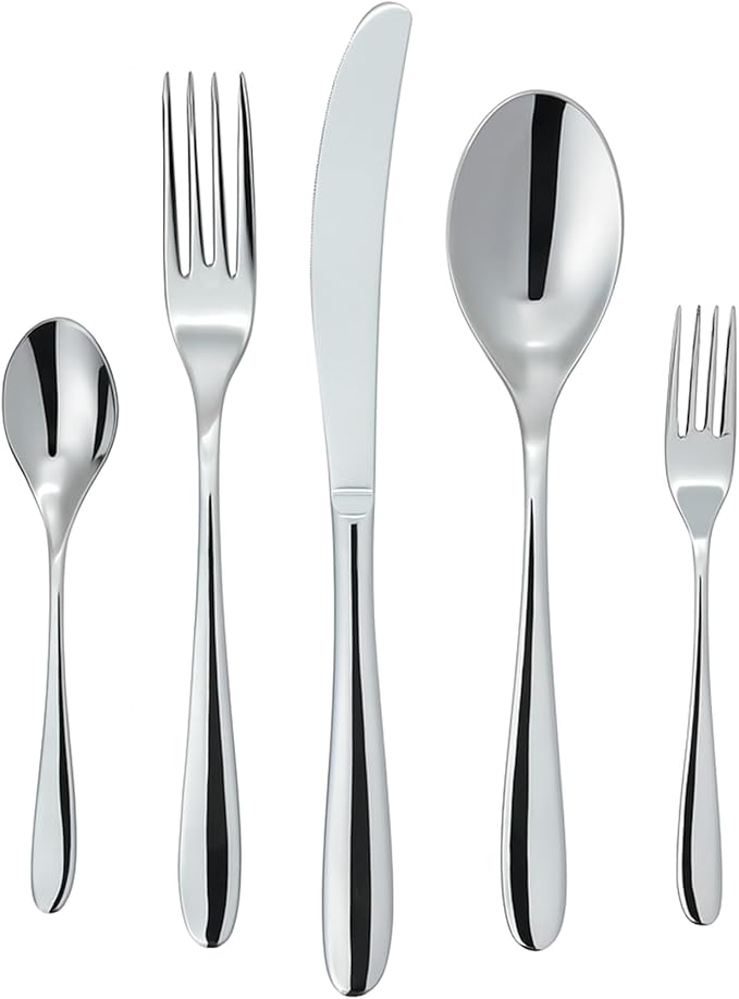 Windsor Silverware Set, 30 Piece Forged Flatware Cutlery Premium Stainless Steel, Service for 6, for Kitchen, Home, Wedding, Party, Mirror Polished Dishwasher Safe. (Silver Polish)