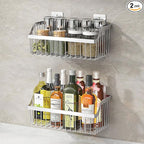 SUS304 Stainless Steel Wire Basket, Hanging Wall Organizer Cabinet Storage Basket, Wall Mounted Shelves for Home Kitchen Bathroom, 2-Pack