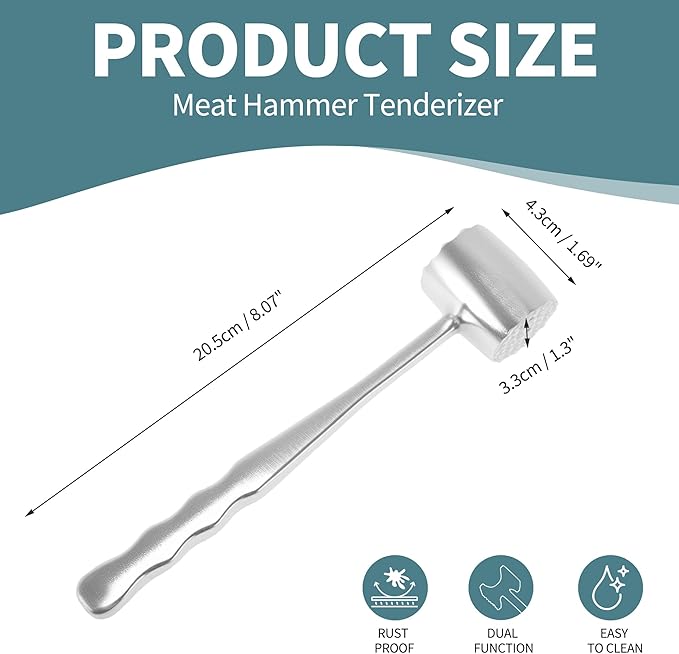 VOCOSTE Meat Tenderizer Mallet, Aluminum Alloy Kitchen Double-sided Round Meat Pounder Flattened, Meat Mallet Hammer, Steak Chicken Beef Tenderizer Tool