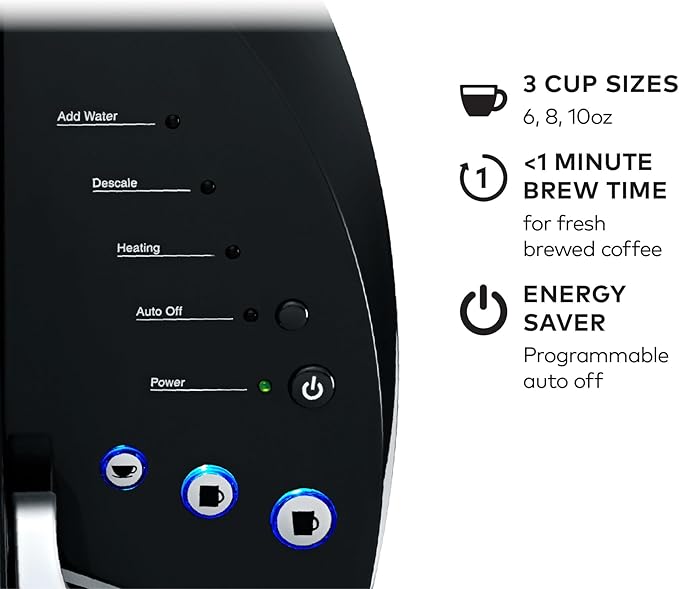 Keurig K-Classic Single Serve K-Cup Pod Coffee Maker, with 3 Brew Sizes, 48oz Removable Reservoir, Black
