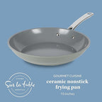 Sur La Table Kitchen Essentials 10 Inch Fry Pan PFA Free Titanium Ceramic Nonstick Interior Forged Aluminum Cookware Frying Pan - Green - Induction Compatible