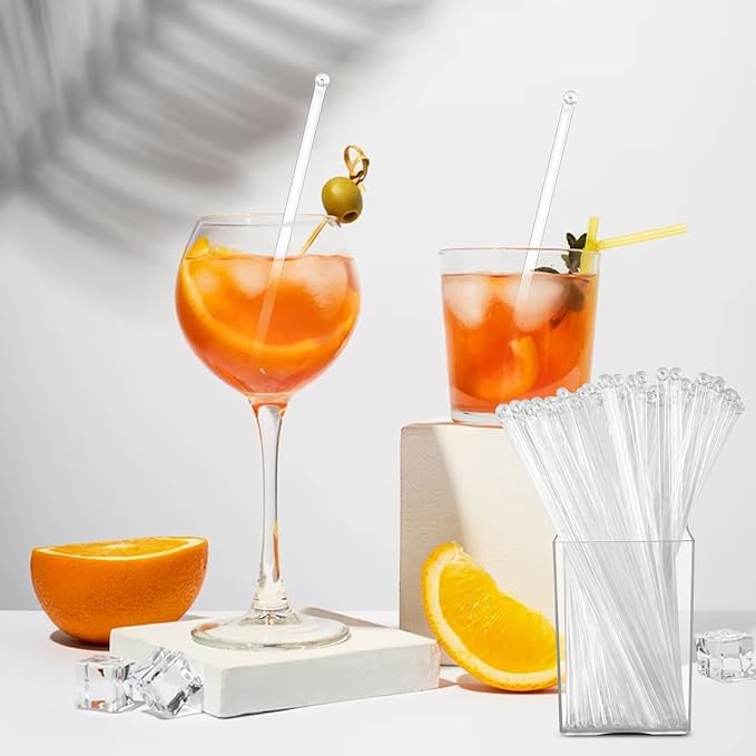 101 Pcs Swizzle Stir Sticks for Cocktails 7 Inch Coffee Stick Holder Clear Crystal Coffee Stirrers Crystal Reusable Swizzle Sticks for Stirrers Holder Round Acrylic Drink Coffee Party Supplies