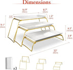 Extra Large 3-Tier Melamine Serving Tray Set and Cupcake Stand for Party Events, 17" Platters with Tiered Stand, Holds 63 Cupcakes, Food, Dessert, and Fruit, 24K Gold-Plated