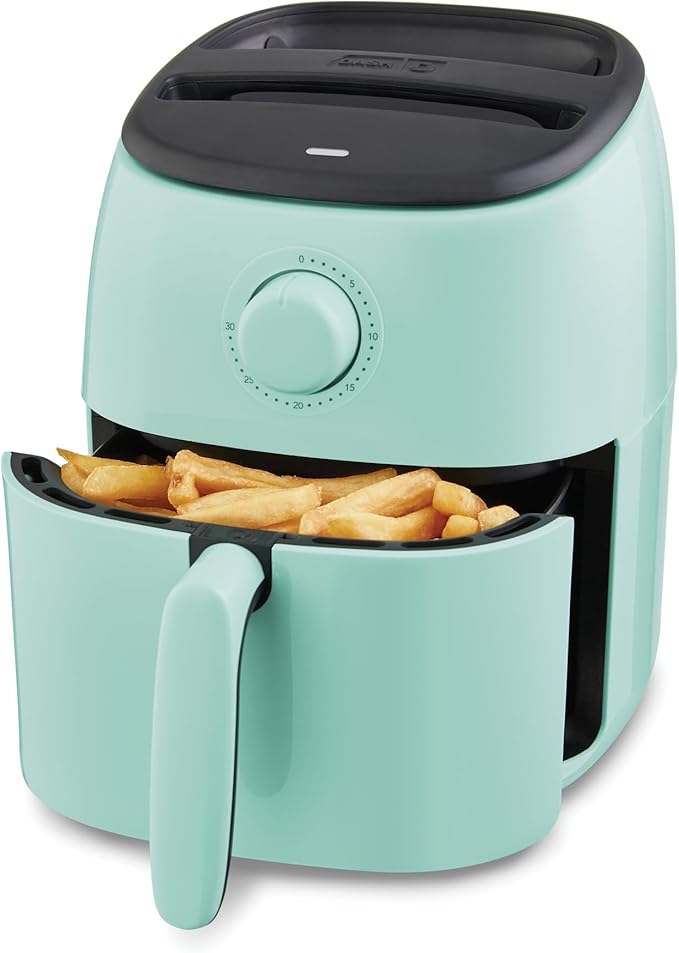 DASH Tasti-Crisp™ Express Air Fryer Oven, 2.6 Qt., Aqua – Compact Air Fryer for Healthier Food in Minutes, Ideal for Small Spaces - Auto Shut Off, Analog, 1000-Watt