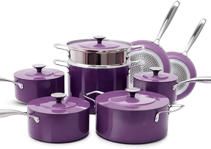 Nuwave Lux 13-Piece Premium Cookware Collection, Next-Generation G11 Duralon Blue Ceramic Nonstick, Ultra Durable, PFAS-Free, Lightweight & Works on All Cooktops