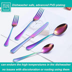 20 Pcs Rainbow Silverware Set for 4, Food Grade Stainless Steel Flatware Set, Eating Utensils Sets Include Fork/Knife/Spoon,Home Kitchen Tableware Set, Reusable Cutlery Set, Dishwasher Safe
