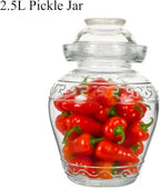 2.5 Liter Canning Pickle Fermentation Jar Glass Jar with Lid, Kombucha Crock with Water Seal for Making Pickles, Kimchi, Sauerkraut, Kombucha and Wine Brewing, Fermentation Kit