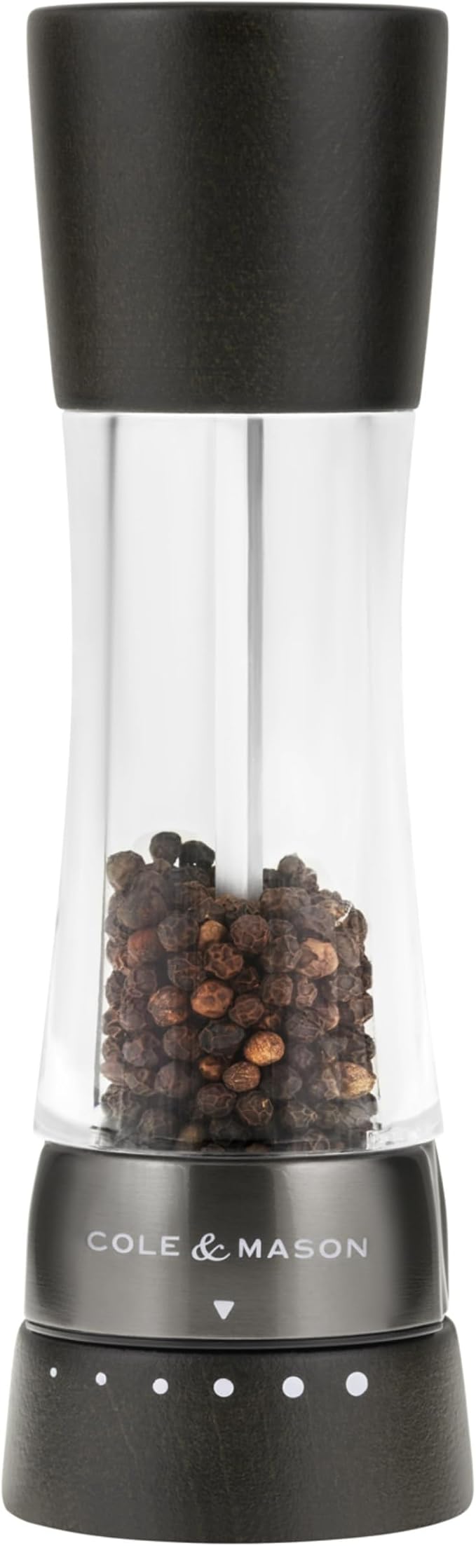 Cole & Mason Derwent Pepper Mill - Gourmet Precision Pepper Grinder - Refillable Seasoning and Spice Tools - Adjustable Black Peppercorn Grinder Settings - Black Wood