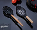 Matte Black Spoon Rest, Stainless Steel Spoon Holder for Stove Top, kitchen utensils Holder for Ladles, Tongs, Spatula, Stove Spoon Holder, Pot Lid Holder, Dishwasher Safe (2PC-9.5 Inch)