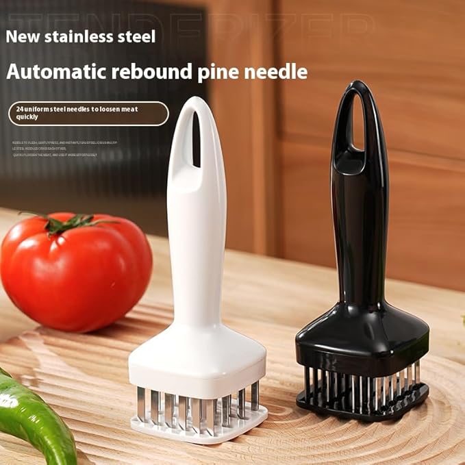 Stainless steel meat tenderizing tool, meat pounding hammer, equipped with 21 sharp needles, used for tenderizing and pounding steaks, beef, pork, chicken, grilling, and fish (Black)