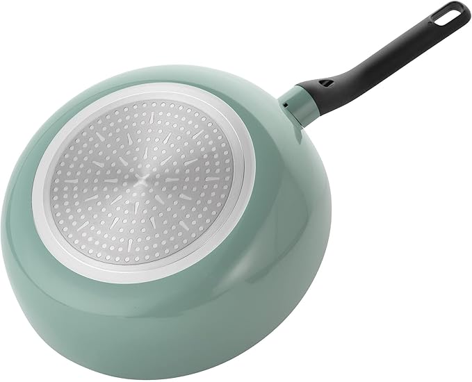 BergHOFF Sage Non-stick 7Pc Cookware Set, Glass Lid with Steam Vent, Pressed Aluminum, FernoGreen Non-toxic Nonstick Coating with Stay-cool Handle